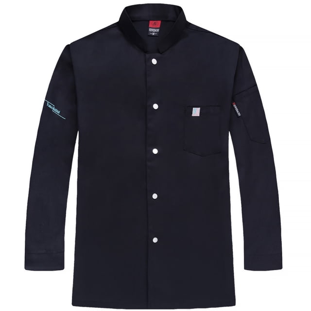 CHEF UNIFORM Uniform Cocina de manga larga Delantal con bolsillos delanteros Butcher Professional Home Suministros Sweat Bands for Grill Restaurant Black 4XL sidaley LF000324-06