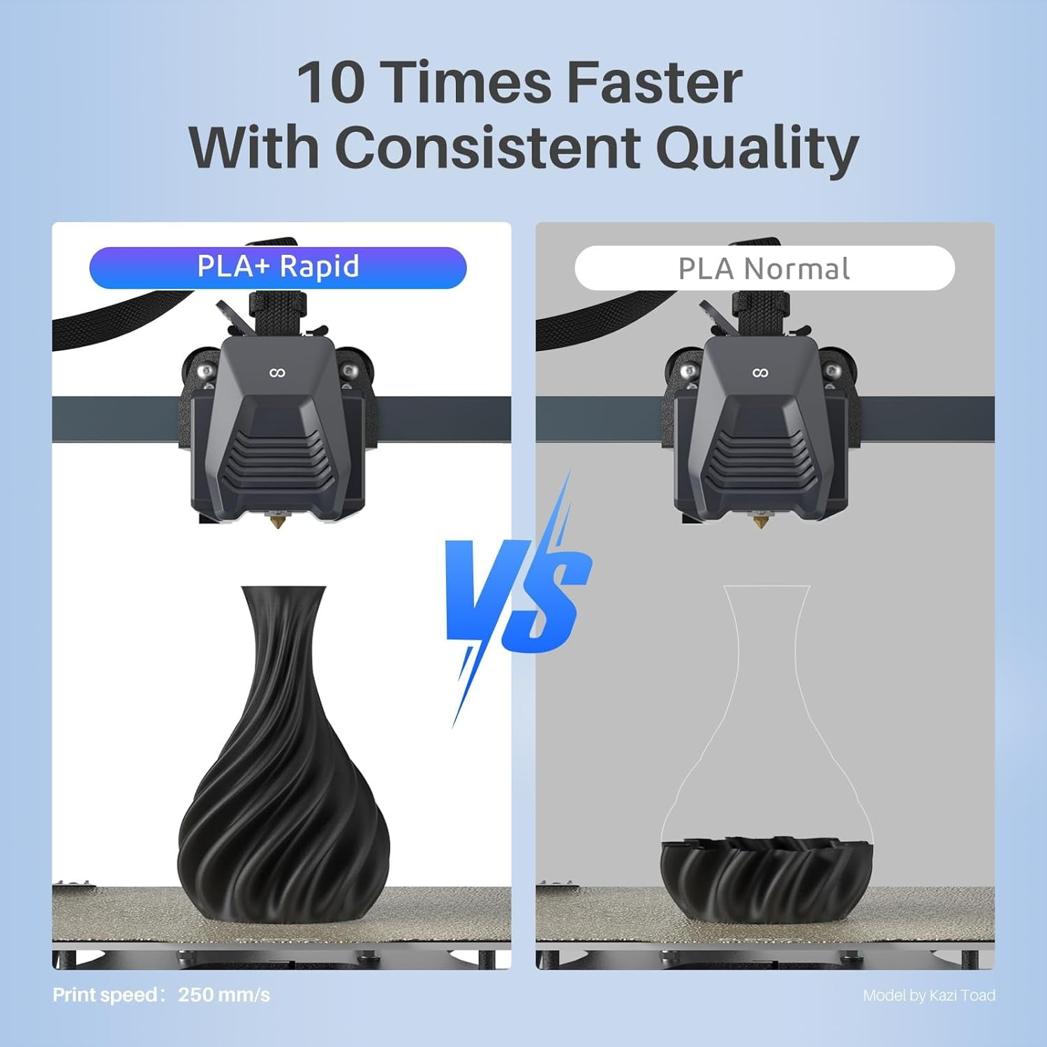 Rapid PLA+ 3D Printer Filament 1.75mm, 2-Pack 1KG Spools (2KG Total) Black & White, High Speed Printing up to 600mm/s, Enhanced Strength, Dimensional Accuracy +/- 0.02mm