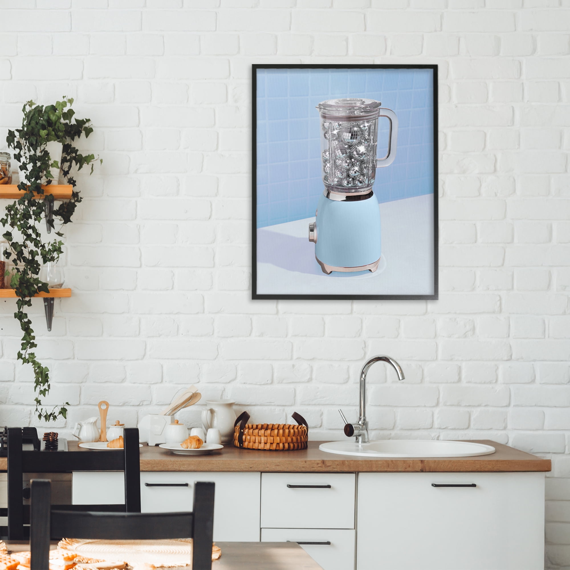 Stupell Industries Disco Drink Mixer over Blue Black Framed Giclee Art, design by LISH Creative