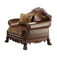 thumbnail image 2 of Acme Furniture Chair (w/1 Pillow), Brown PU & Chenille, Cherry Oak 15162, 2 of 8