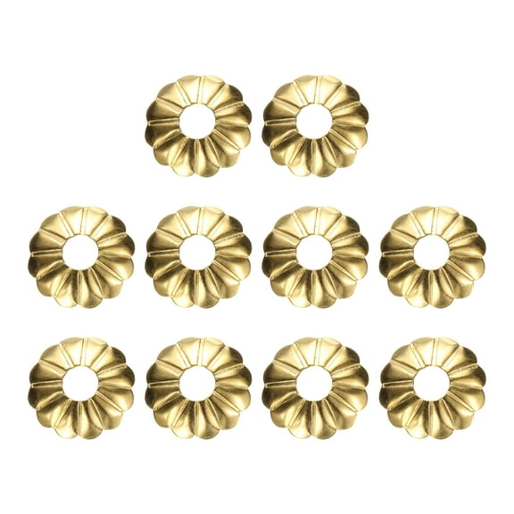 Uxcell 10pack Cabinet Knob Backplate, 0.79 Inch Drum Plum Shape Radial Brass Backplate Washers Classical Furniture Decoration Gasket for Cabinet Drawer Cupboard Doors Hardware