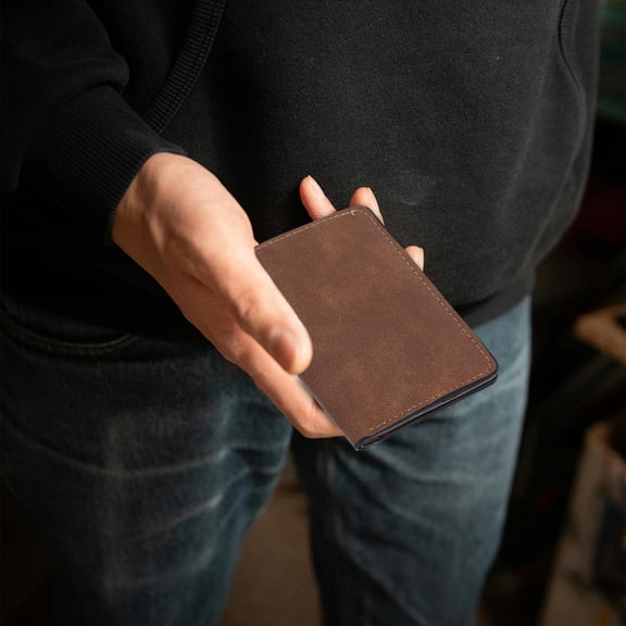 PTOOTP Ultra Thin Brown Credit Card Holder for Men Vertical Business Organizer