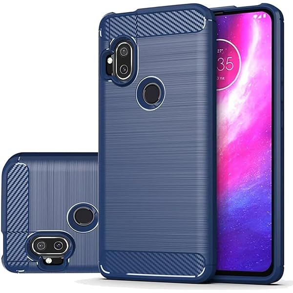 wonima11 Case for Motorola One Hyper Case, Moto One Hyper XT2027 Case, Slim Thin Carbon Fiber Phone Case TPU Soft Back Cases Anti-Scratch Shockproof Protective Cover for Motorola Moto One Hyper Blue
