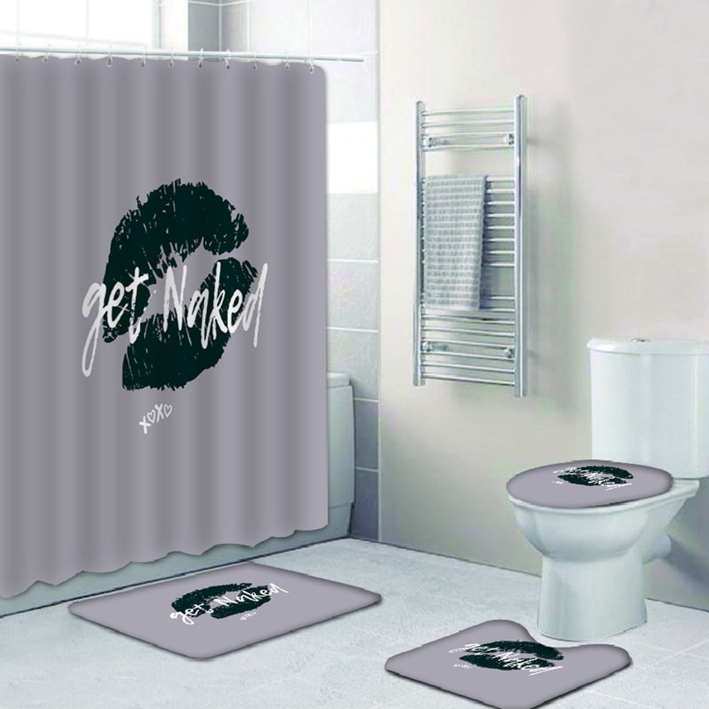 Spider-man Bathroom 4PCS Shower Curtain 3D Floor Mat Foot pad Toilet Lid Cover 