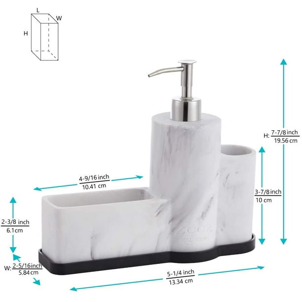 ZCCZ Black Soap Dispenser with Sponge Holder, Kitchen Soap Dispenser Pump,  Sponge Caddy and Brush Holder 3 in 1 Set Organizer for Sink Countertop