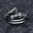 thumbnail image 2 of Men's Vintage Dragon Ring Silver Stainless Steel Punk Style Streetwear Biker Band Opening Adjustable Size 7-11, 2 of 3
