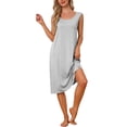 thumbnail image 2 of INSPIRE CHIC Women's Cotton Long Sleepdress with Pockets Soft Sleeveless Scoop Neck Nightgown Loungewear L Gray, 2 of 6