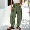 thumbnail image 2 of ManxiVoo Women Casual Wide Leg Pants with Pockets Soft Lounge Drawstring Trousers for Daily Use L Size Mint Green, 2 of 6