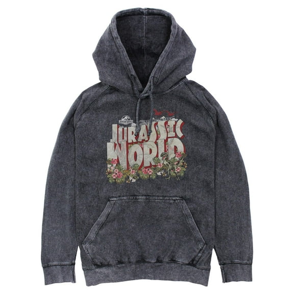 Mens Jurassic World Cartoon Floral Logo Lightweight Hoodie