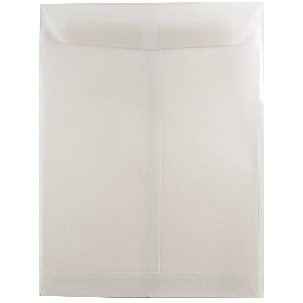 JAM 9 x 12 Open End Translucent Envelopes, 25/Pack, Clear