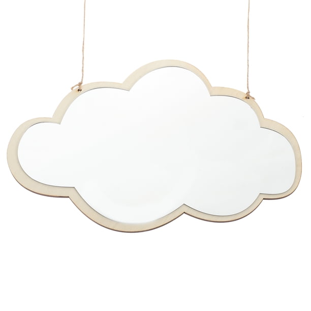 Espejo de madera de nube, espejo decorativo de pared moderno, adorno de espejo de pared colgante