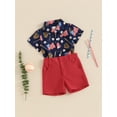 thumbnail image 3 of Suealasg 4th of July Toddler Boys Outfits 6M 1T 2T 3T 4T Stripe Star Flag Print Short Sleeve Shirts Tops and Shorts 2Pcs Baby Boys Summer Clothes Set, 3 of 7