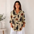 thumbnail image 5 of Nyfairy Plus Size Women's Halloween Print Long Sleeve Button Down Casual Shirt, 5 of 5