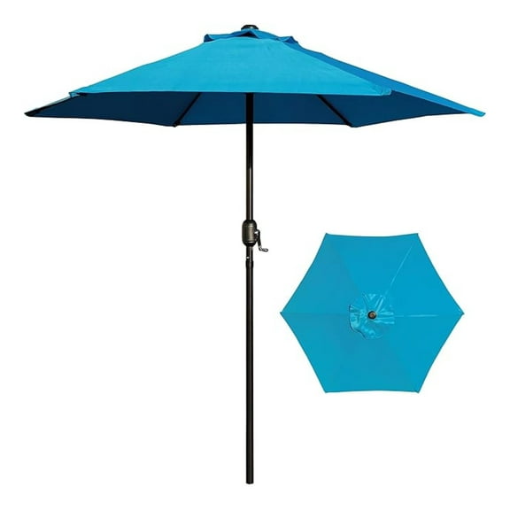 Outdoor Patio Umbrella 7.5ft with Crank, UV Protection, Aqua