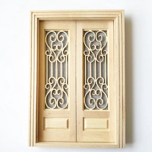 Muebles en miniatura para casa de muñecas 1:12, puertas de madera sin pintar para escena DIY, muebles para el hogar, manualidades (2 paneles horizontales)