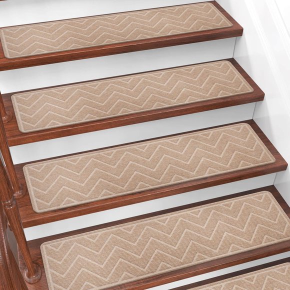 Alfombra antideslizante Stair Treads DK177, paquete de 15 unidades, 20 x 76 cm, color beige