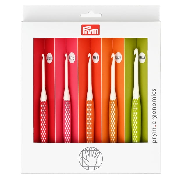 Prym Juego de Ganchillos Ergonómicos Pequeños (Tallas E, G, 7, H, J)