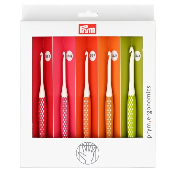 Prym Juego de Ganchillos Ergonómicos Pequeños (Tallas E, G, 7, H, J)
