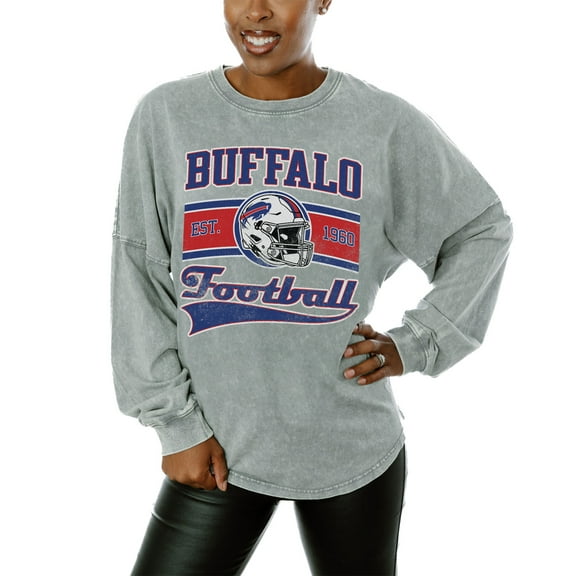 Women's Gameday Couture  Gray Buffalo Bills  Snow Wash Oversized Long Sleeve T-Shirt