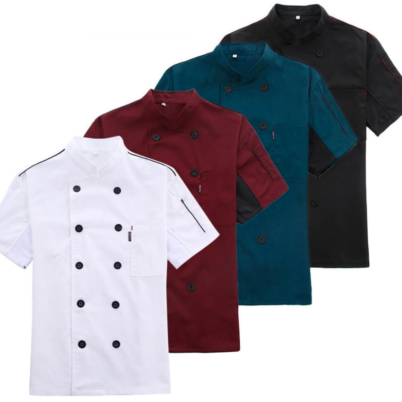 Women or Men Short Sleeve Chef Coat Double Breasted Breathable Uniform Working Chef Jacket Unisex 