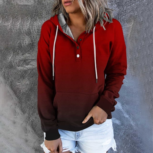 UPPADA Chemisiers d'Automne pour Femmes en Liquidation Chandails à Capuchon pour Femmes Chandail Uni d'Automne Grande Taille Chandail à Capuchon Hauts Surdimensionnés Amples Larges Pull-Over avec Poches