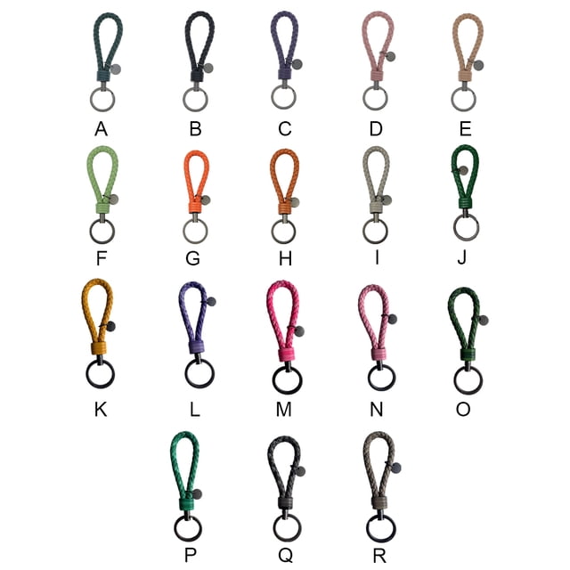 Leather Braided Woven Rope Keychain Lovely DIY Bag Hanging Pendant Exquisite Key Chain Car Keyring Holder Metal Jewelry for Men Bicolor Apricot