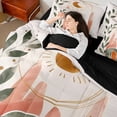 thumbnail image 4 of Feelyou Vintage Minimalism Twin Bedding Sets 7-Piece for Adult, Mid Century Fashion Bedding Comforter Set, Moon Leaf Plant Reversible Sheet Sets, Breathable Home Decor, 4 of 7