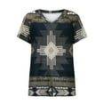 thumbnail image 4 of Hauts d'Été Grande Taille pour Femmes, Mode Imprimée, T-shirt à Manches Courtes et Col en V, Chandail-Over, T-shirt Col en V pour Femmes en Liquidation, 4 of 5