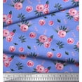 thumbnail image 2 of Soimoi Blue Cotton Jersey Fabric Leaves & Ranunculus Floral Printed Craft Fabric by the Yard 64 Inch Wide, 2 of 3