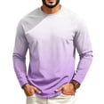thumbnail image 3 of OIOLOYJM Mens T Shirts Casual Cotton Long-Sleeve Crew Neck Gradient Hiking Sport Tee Shirts Basic Lightweight Breathable Workout Tees Light Purple XL, 3 of 5