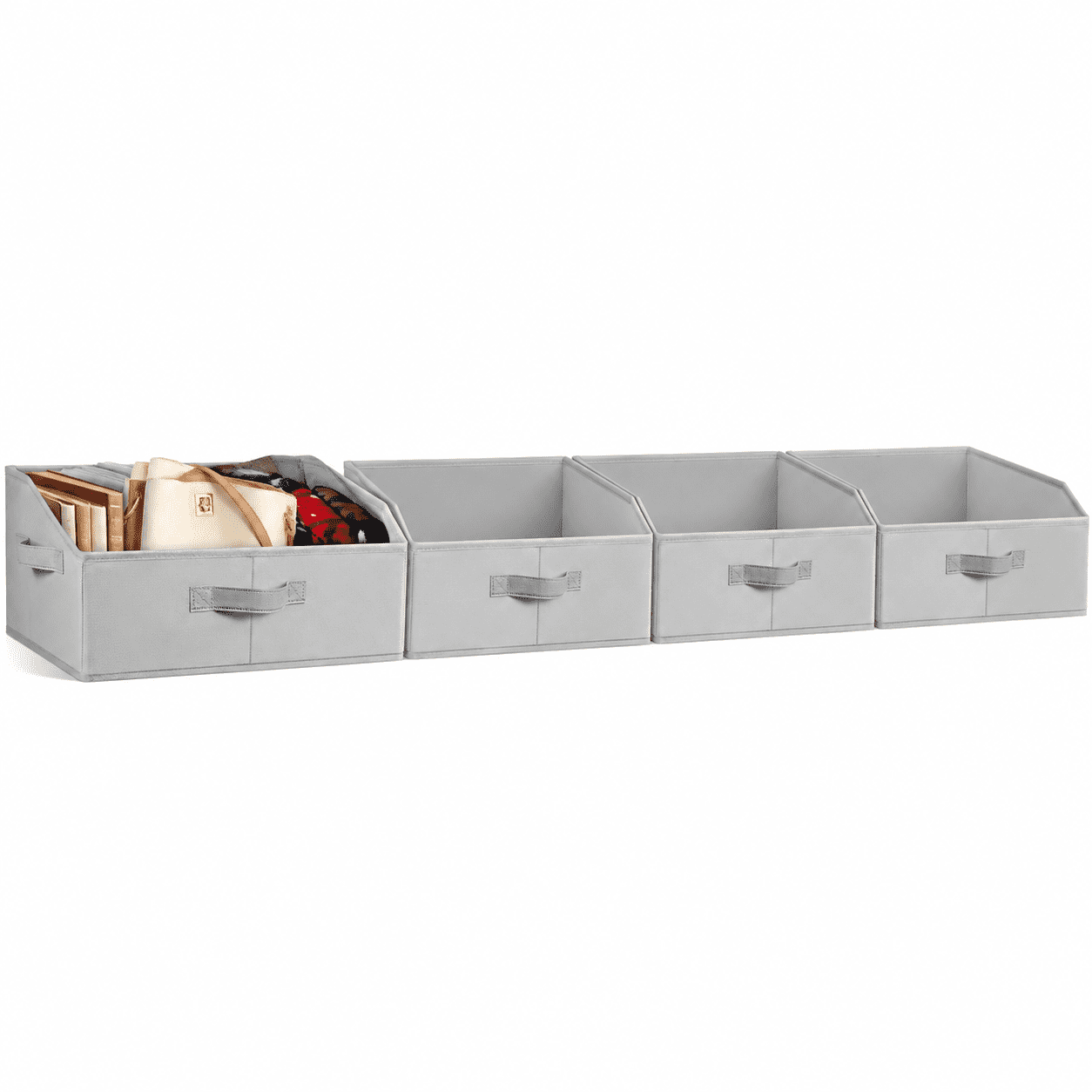Closet Organizers Bins - Large Collapsible Shelf Organizer with Handles - Fabric Trapezoid Home Organization and Storage Baskets for Organizing Clothes Blanket Towel Purse Hats