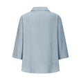thumbnail image 4 of Neewe Women's Cotton Linen 3/4 Sleeves Lapel Collar Button Shirts Casual Summer Tops Basic Daily Tees, 4 of 7