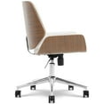 thumbnail image 5 of Elle Decor Ophelia Office Chair, Curved Bentwood Low-Back and Seat, Chrome Swivel Base, Woven Fabric, Ivory, 5 of 9