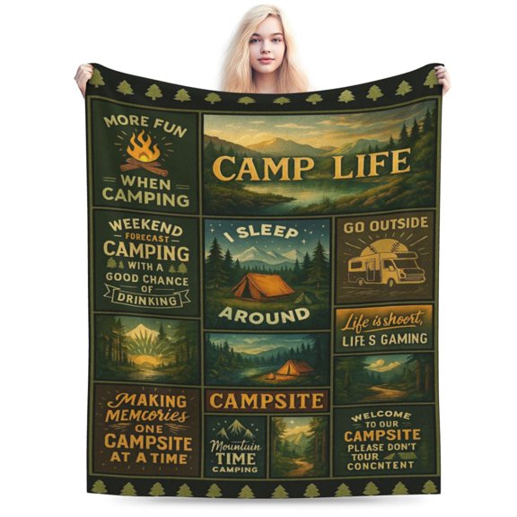 Hiking Blanket Gifts for Men, for Women, Hiking Lovers Gifts for Women, Blanket for Hiker Outdoor RV Travel Warm Throw Blanket for Sofa, for Holiday, Birthday, Gifts for Fathers Day 50x40