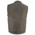 thumbnail image 2 of Milwaukee Leather MLM3510 Men's Black/Beige Premium Leather Club Style Vest - Dual Closure Open Neck Motorcycle Vest Large, 2 of 7