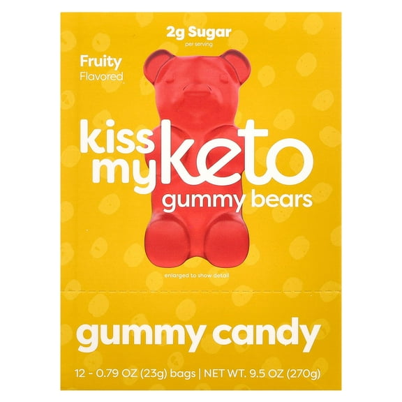 Kiss My Keto Gummies Candy – Low Carb Candy Gummy Bears, Keto Snack Pack – Healthy Candy Gummys – Vegan Candy, Keto Gummy Candy – Keto Candy Gummies (12-pack)