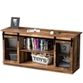 thumbnail image 2 of Vineego TV Stand 58" Rustic Farmhouse TV Stand with Sliding Gridding Door and Adjustable Shelves for TVs up to 65", Rustic Brown, 2 of 9