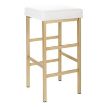 OSP Home Furnishings 30" Gold Backless Stool in White