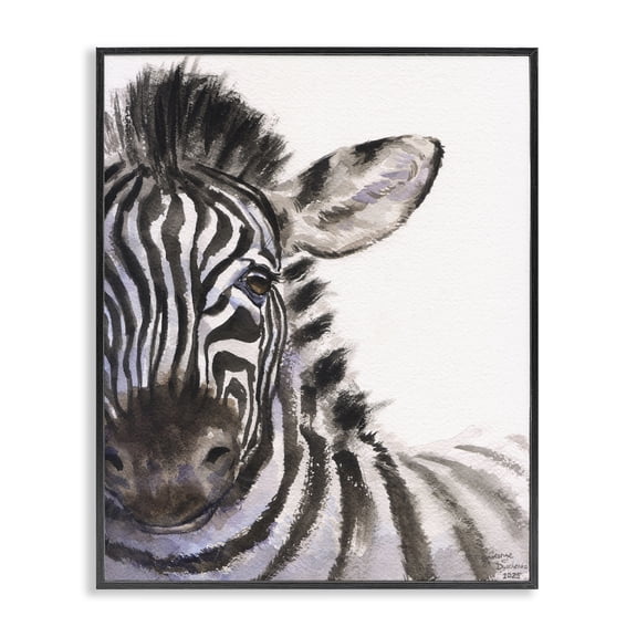 Stupell Industries Rustic Lodge Zebra Portrait on White Black Framed Giclee Art, 11 x 14, by George Dyachenko