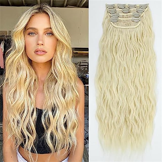 Wig Band Wear and Go Glueless Wig Long Curly Hair Wig with Water Ripple to Increase Hair Volume Clip Long and Short Four High Temperature Wire 50 cm Lace Front Wigs Human Hair Rollbacks on Essentials