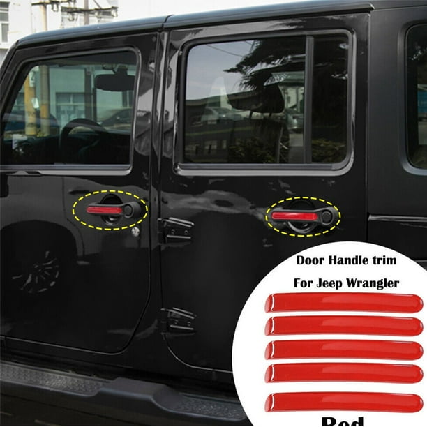 Allume Red Exterior Door Handle Trim Strips Cover Decor For Jeep Wrangler Jk 2007-2017 Other
