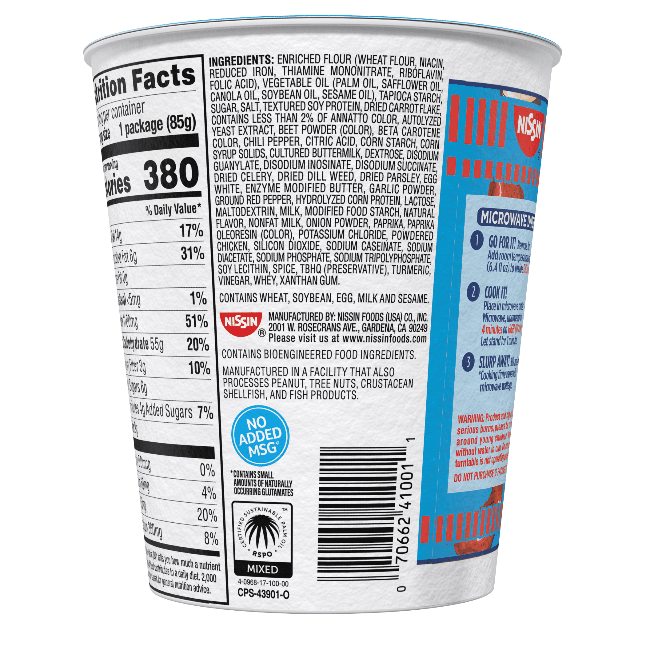 Nissin Cup Noodles Hot Wings Buffalo With Ranch Flavor, 3.0 oz Cup, Limited Edition