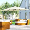 thumbnail image 2 of Outsunny Square Patio Hanging Offset Umbrella w/ Cross Base Cream White, 2 of 10
