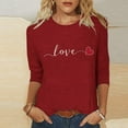 thumbnail image 2 of Levmjia Womens Tops 3/4 Sleeve Valentine Printed Tshirt Casual Loose Fit Round Neck Blouse Soft Breathable Fabric For Daily Wear, 2 of 5