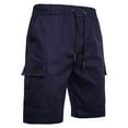 thumbnail image 2 of MIUOWANP Men's Drawstring Elastic Waist Cargo Shorts with Utility Multiple Pockets Solid Color Durable Relaxed Hiking Shorts Size XXL(10)Navy, 2 of 3