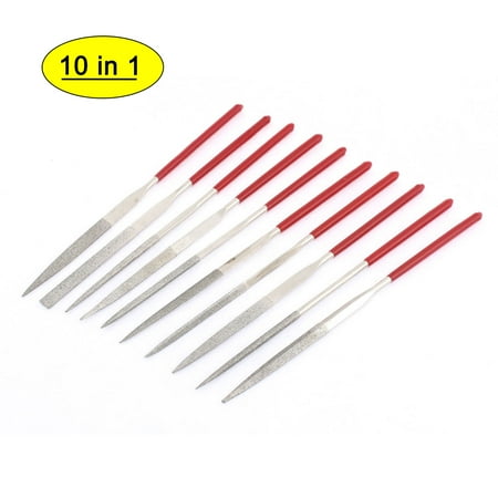

3mm Dia Shank Diamond Needle Files Tool Set Silver Tone 140mm Long 10 in 1