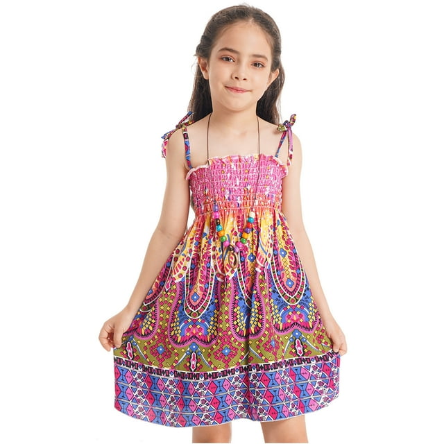 Runhomal Robe d'Été Décontractée Sans Manches à Fleurs pour Filles Bretelles Spaghetti Robe de Plage Violette 140