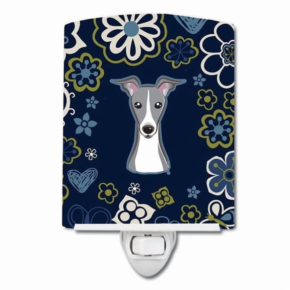 Carolines Treasures BB5087CNL Blue Flowers Italian Greyhound Ceramic Night Light