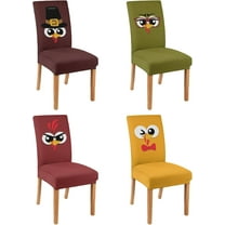 4 Pcs Fall Chair Covers for Dining Room, Thanksgiving Stretch Removable Dining Chair Cover Set of 4, Autumn Turkey Chair Slipcovers Seat Protector for Fall Restaurant Decor
