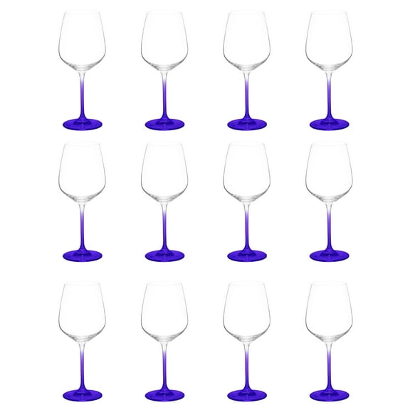 Crystal Wine Glasses 17.5 oz. Set of 12, Bulk Pack - Restaurant Glassware, Perfect for Red Wine or White Wine - Purple